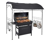Relaxdays Pavillon Barbecue, HxLxP 220 x 220 x 150 cm, 8 Crochets, métal, Polyester, abri ...
