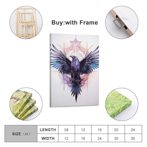 Style nordique rétro affiche corbeau géométrique pour mur maison