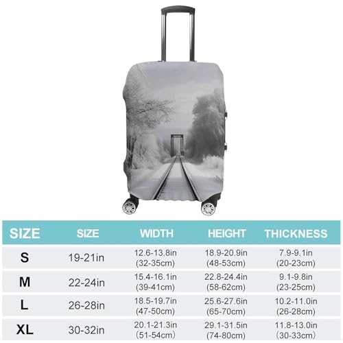 Snowy Train Tracks Luggage Cover Travel Suitcase Covers for Luggage Elastic Carry on Luggage Covers for Suitcase Tsa Approved Washable Luggage Sleeve Protector Fits 18-32 Inch M2
