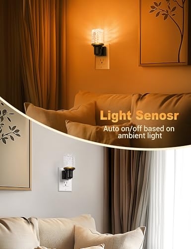 Image of JandCase LED Night Light Amber, Dimmable Night Lights Plug into Wall, Modern Nightlight with Auto On Off Light Sensor, Amber Night Light 0-100LM Brightness for Bathroom Hallway Bedroom Decor