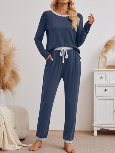 LILLUSORY Womens Fall Pajamas 2 Piece Lounge Sets Cotton Two Piece Casual Pjs Set Sleep Loungewear Winter Outfits 20252