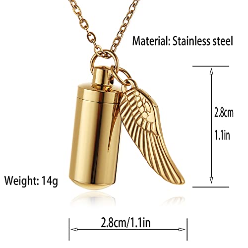 STWTR Stainless Steel Cylindrical Souvenir Capsule Pill Pendant Necklace, Cremated Ashes Pill Container Necklace2