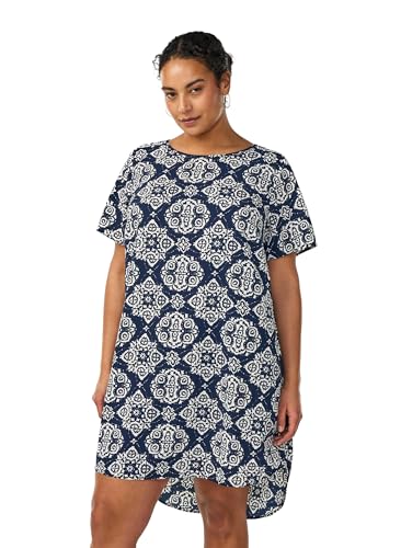Robe à manches courtes col rond coupe fluide anti-frottement grandes tailles