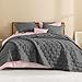 Litanika Queen Size Quilt Set Grey, Full Lightweight Comforter Gray - 3 Pieces Bedspreads & Coverlets Bedding Cover All Season Use Bed Decor (1 Quilt, 2 Pillowcases)