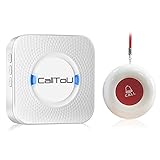 CallToU Caregiver Pager Wireless Call Button Nurse Alert System Help Button for Home/Elderly/Patient/Disabled Attention Pager 500+ Feet 1 Plugin Receiver 1 Waterproof Transmitter