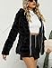 Bellivera Women's Faux Shearling Shaggy Coat Fashion Long Sleeve Zip Up Hood Jacket 1801 Black XL
