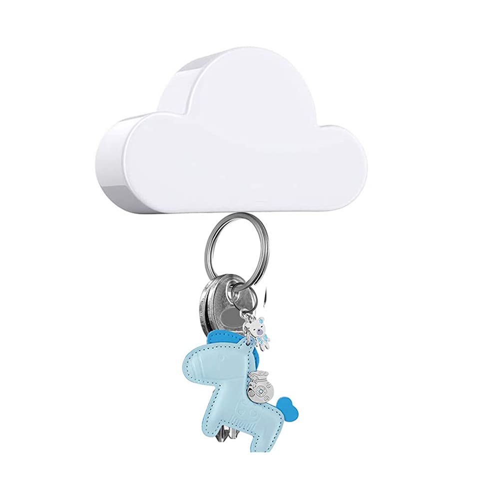 Funito White Cloud Magnetic Key Holder for Wall, Creative and Unique Ornament, Strong Magnetic Force Can Hang Multiple Keys and Keychain, Easy to Install and Convenient to Use