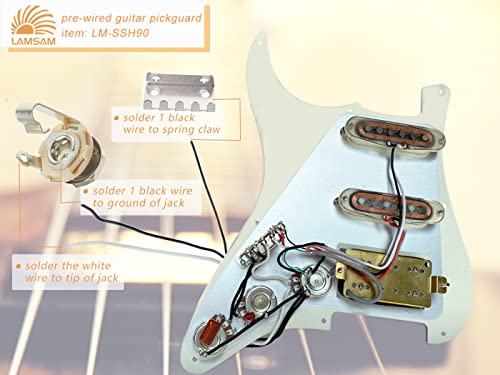 Lamsam Pre-Wired Pick Guards Loaded Single Coil Humbucker Pickups For Strat Style Electric Guitars, Aged White Scratch Plate With Backplate Pre-Loaded Ssh Alnico 5 P'ups 5-Way Switch, 50S Tone #TOP4