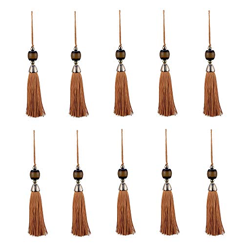 Ailejia Weiche Mini-Quasten aus Acryl, dekorative Perlen für Schmuckherstellung, Basteldesigns, Vorhänge, Tischdecken, Lampenschirme, Dekorationen (Dunkelbraun), 10 Stück Cover