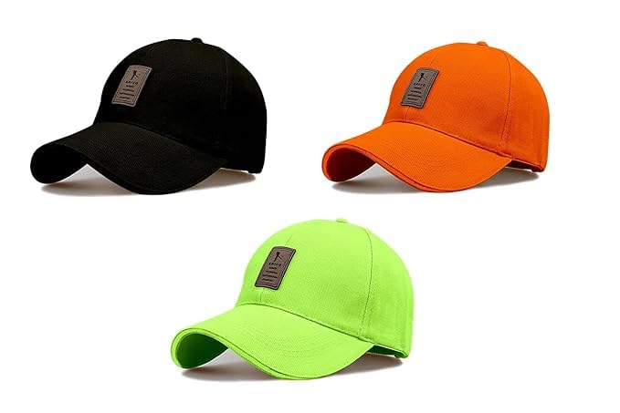 Image of rytoria Combo 3 Pcs Cap for Men and Women Unisex Cotton Caps Adjustable Strap Free Size Summer Sports Cricket Gym Dance