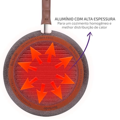 Frigideira Grill Antiaderente Rochedo Natural Stone 28cm