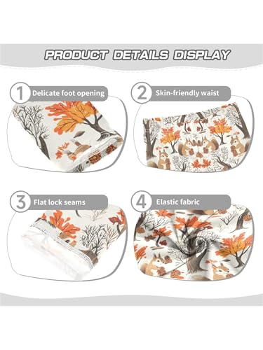 Girls Leggings Squirrels Pine Cones and Maple Tree Toddler Girls Clothes Toddler Comfortable Bottoms Girl Leggings 3-4T3