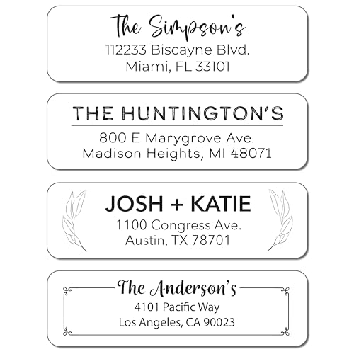 Personalized Return Address Labels - Custom Address Stickers on Sheets (50-500 Labels) (Black and White)