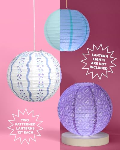 Image of xo, Fetti Blue Coastal Paper Lanterns - 6 pcs. | Beach Party Decorations, Bachelorette Lights, Nautical Birthday Tablescape, Seaside Shower Centerpiece