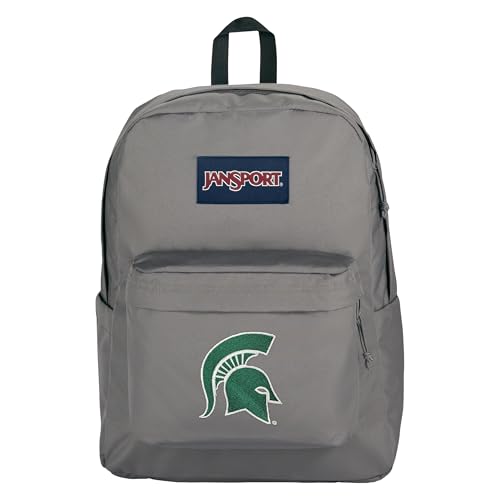 Image of JanSport NCAA Officially Licensed Backpack, Michigan State, Superbreak Plus with Padded 15'' Laptop Sleeve, Spacious Computer Bag for Men & Women, Durable Daypack with Bottle Pocket, Graphite Grey