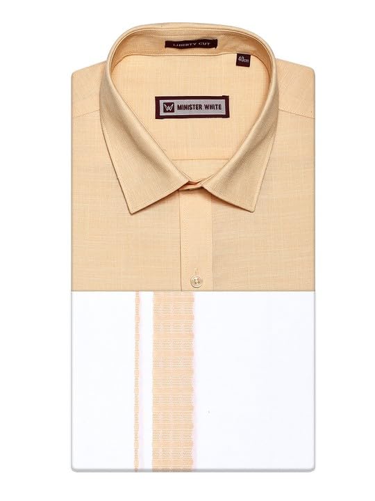minister white Dhoti Shirt Combo for Men | Half Sleeve Ethnic Wear Set-picture-21