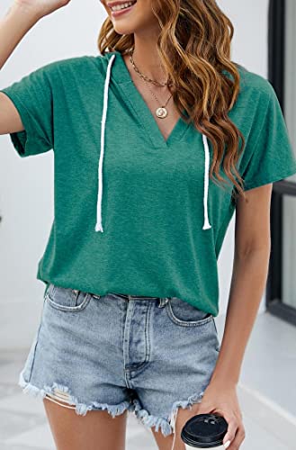 Image of Womens Long Sleeve V Neck Hoodie Sweatshirts Lightweight Pullover Tops