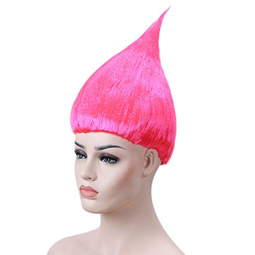 RIGHTON Short Straight Pencil Wig for Cosplay Party Halloween Wig Costume Dress Up Wigs (Hot Pink)