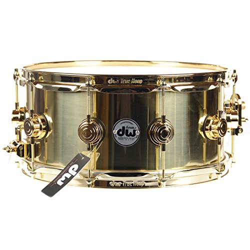 DW Collector's Series Metal Snare Drum - 6.5 inch x 14 inch, Polished Brass with Gold Hardware