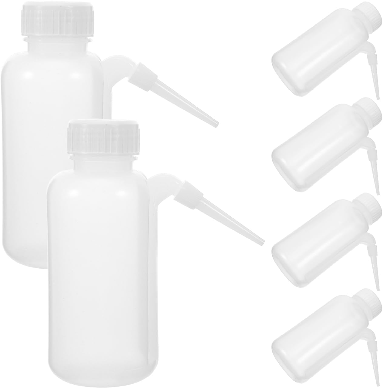 Garneck 6PCS Wash Bottle 250ml Polyethylene Translucent Unbreakable | Screw Cap with Down Spout Squeeze Wash Bottles Lab Wash Bottle Dispensing Bottles for Washing Tattoo Cleaning Plant Watering