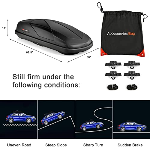 Goplus Cargo Box, Waterproof Rooftop Cargo Carrier With Car Trunk Organizer, Heavy Duty Roof Storage Box, 14 Cubic Feet (Black) #TOP6