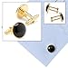 JIPIMON CuffLinks Set, 2 Classic Black Cufflinks and 2 Gold Cufflinks for Men Luxury Box Gift Ideas for Boys