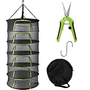 Hängendes Kräuter Trockennetz, 6 Lagiger Trockennetz Kräuter Pflanzennetz Mesh Kräutertrockner mit Reißverschluss mit S…