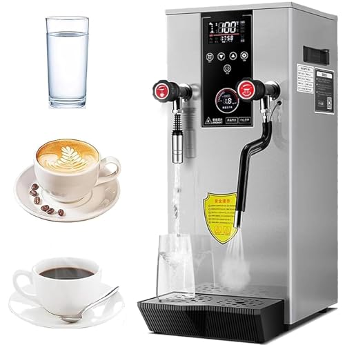 ZenSeFarin Espumador De Leche a Vapor Comercial, Máquina De Agua Hirviendo De 20 L, 2500w Espumador De Leche Eléctrico, con 2 Pantallas LCD De Temperatura, para Cafeterías Y Postres Black