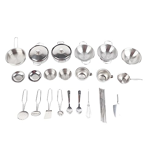 Generic Utensilios de Cocina para Niños, Cacerola, Juguetes, Material Duradero de Acero Inoxidable, para Niños (25 Piezas)