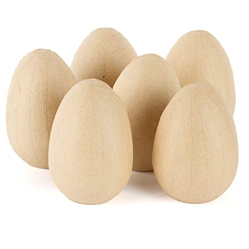 Pack of 6 Paper Mache Half Eggs by Factory Direct Craft - DIY Unfinished Blank Papier Mâché Split Easter Eggs to Paint and Decorate (Size: 5-1/2" H)