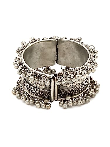 YouBella Jewellery for Women Celebrity Inspired Oxidised Silver Plated Cuff Bracelet Bangle for Women and Girls
