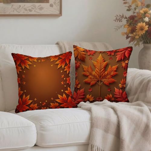Housse de coussin orange 65x65 cm en lin imperméable pour canapé - 4