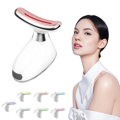Massaggiatore Viso Antirughe Elettrico, Dispositivo di Bellezza Antirughe, Massaggiatore Facciale con 3 Modalità 7 Colori Calore 42°C, Massaggio Viso EMS Gua Sha, Dispositivo Elettrico per il Viso