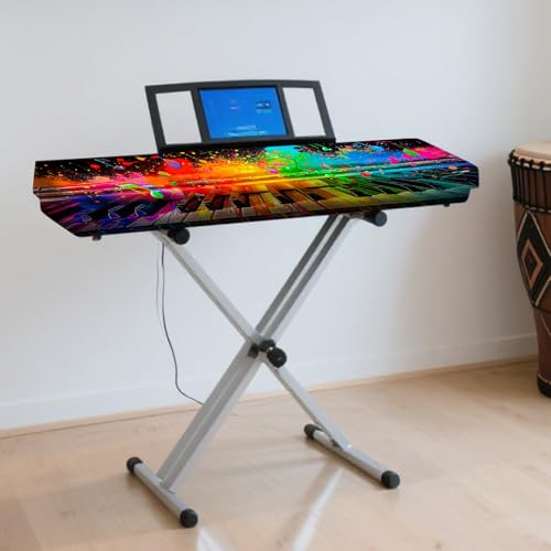 Image of Nuxovilar Neon Keys Piano Cover Elastic Milk Silk 88 Key | Elastic Protector Keyboard Guard Digital Instrument Wrap Dusting Home Studio Performance (Neon Lit Keys)