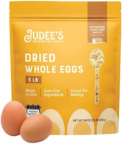 Judees Dried Whole Egg Powder - 3 lbs - Baking Supplies - Delicious and 100% Gluten-Free - Great for Breakfast and Camping Meals - Quick and Easy for Outdoor Preparations