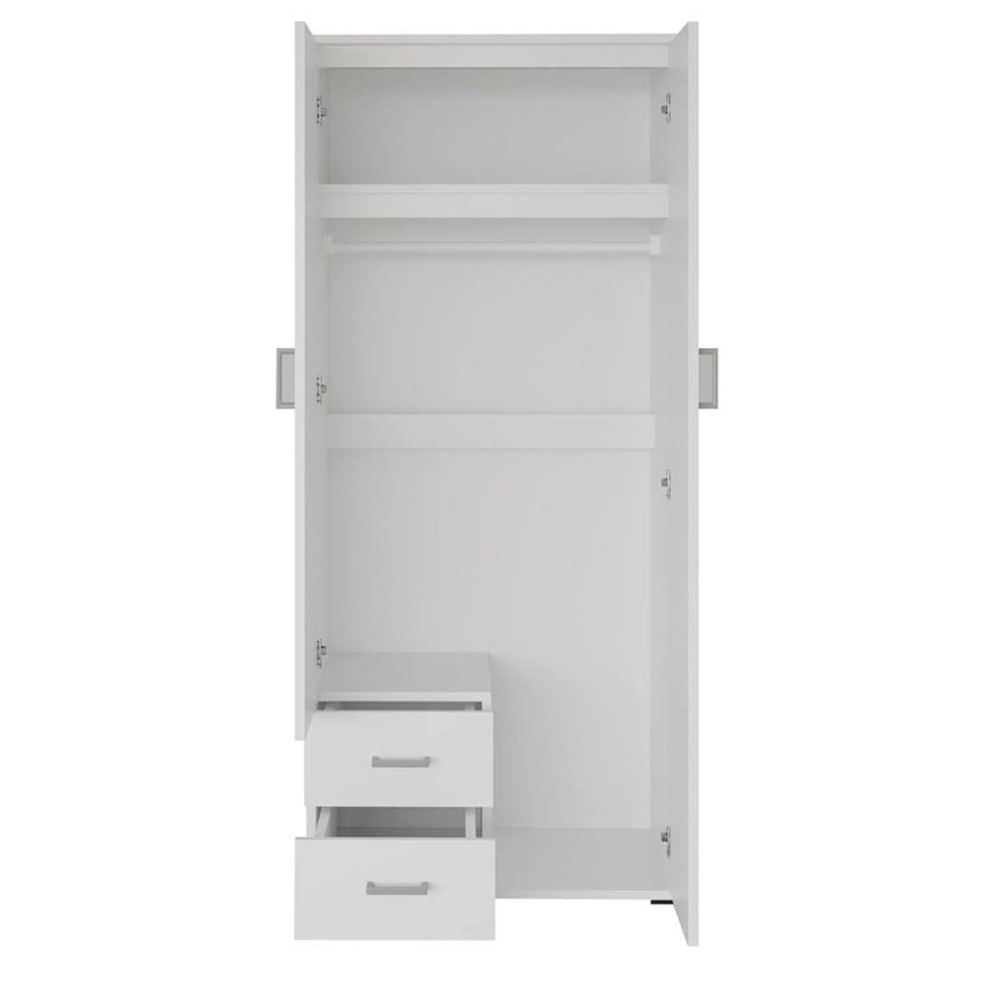 Armadio a 2 ante con specchio TOM - Dimensioni H185 x L80 x P52 cm - Colore Bianco - Stile Design