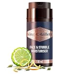 King C. Gillette Men’s Face & Stubble Moisturiser, 100ml, Hydrates and Softens Skin and Beard, Vitamin B Complex Formula, Lightweight Non-Greasy Moisturiser, Signature Bergamot Cedarwood Scent