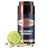 King C. Gillette Men's Face & Stubble Moisturiser, Hydrates And Softens Skin And Stubble, Infused With King C. Gillette Signature Scent, Made With Vitamin B complex, 100ml