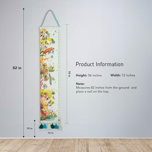 Image of ZOOKEEPER Height Chart for Kids (19 inch-72 inch) Premium Canopy in Kanha Durable Cotton Wall Hanging Growth Measuring Ruler for Baby Room, Nursery and Playroom Cute Home Wall Decor and Perfect Gift for Boys and Girls