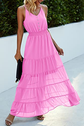 Image of PRETTYGARDEN Women's 2026 Summer Maxi Dress Spaghetti Strap Sleeveless High Waist Beach Vacation Long Sundresses