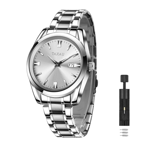 Mens Silver Watch Luxury Minimalist Dress Watch Waterproof Watches