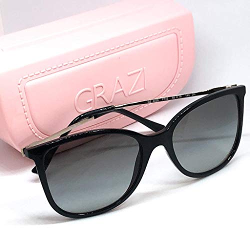 Óculos de Sol Grazi Massafera GZ4020 F742 Preto Lente Cinza Degradê Tam 55