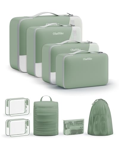 Image of OlarHike 9 Set Packing Cubes for Travel,Gifts for Women Mom,Anti-Tearing Suitcase Organizer,with Over 1000 pcs Mesh Holes,Vacation Essentials & Accessories for Cruise Ship
