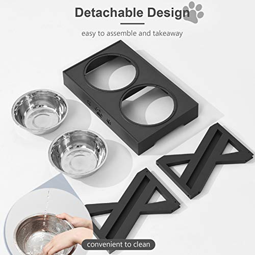Chusui Mesa elevada ajustável para cães com tigela dupla de aço inoxidável Suporte para cães elevado