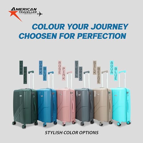 Image of AMERICAN TRAVELLER Poineer Trolley Bag | Expandable Travel Luggage Bag | Large Polypropylene Hardshell, Expandable, 8 Disc Wheels, TSA Type Lock