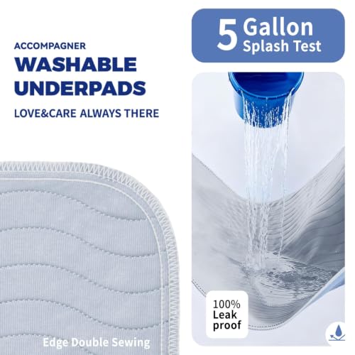 Image of Accompagner Incontinence Bed Pads Washable Waterproof, Ultra-Absorbent Reusable Underpads for Diaper Changing, Nursing, Bedridden, Adults, Seniors, Kids and Dogs (Pearl Gray, 24 inchx24 inch(Pack of 4))