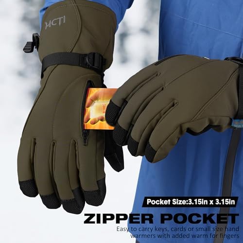 MCTi Waterproof Mens Ski Gloves Winter Warm 3M Thinsulate Snowboard Snowmobile Cold Weather Gloves