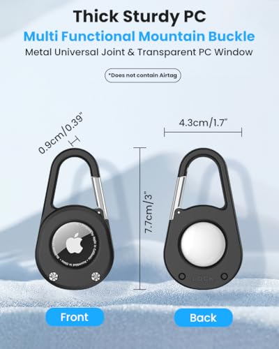 Image of ZORBES 2-in-1 Carabiner Keychain & Case for Apple AirTag, Thick Hard Plastic Resistant Case Air Tag Holder, Waterproof, Secure Lock, Universal Wheel Key Chain for Keys, Pets, Luggage & More