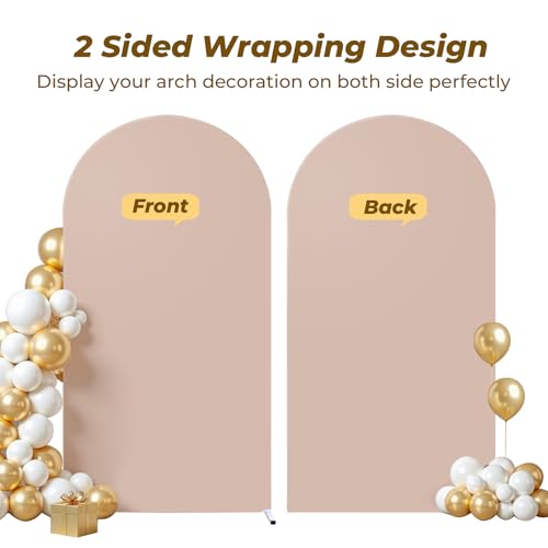 7.2 ft Arch Backdrop Cover Nude Blush - Double-Sided Spandex Arch Covers Stretchy Backdrop for Balloon Arches Birthday Party Baby Shower Banquet Wedding Photo Background by FrohFest - Used condition - Image 3