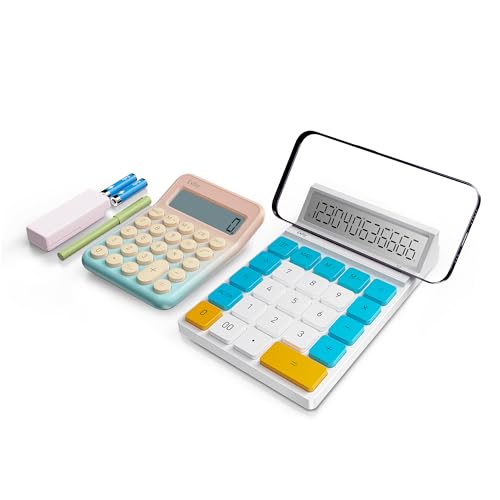 Exlliy 12 Digits Desktop Calculator with Large LCD Display and Sensitive Button, for Home, Office, School, Class and Business, 4 Function Basic Calculators for Desk